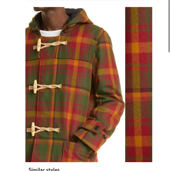 Plaid Wool Blend Duffle Coat SCHOTT NYC men’s wool size large